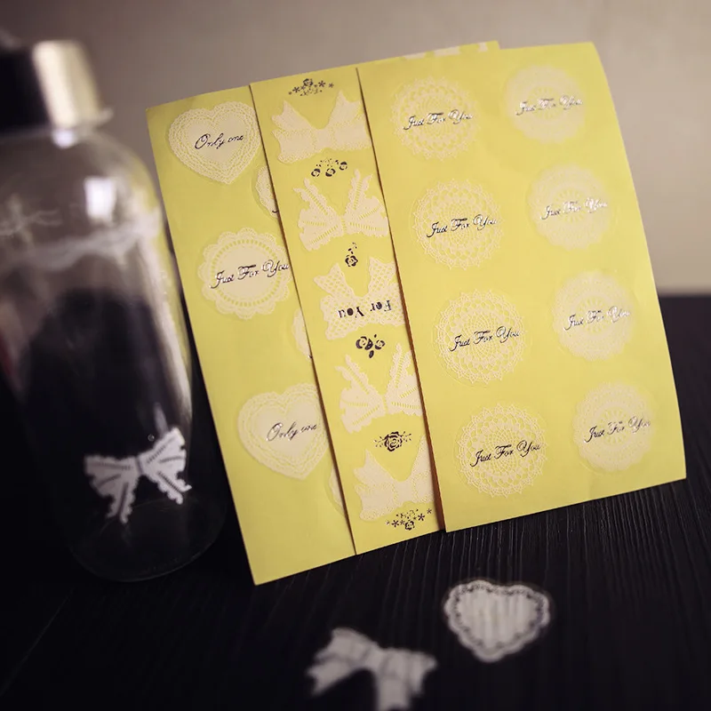 3pcs Romantic Lace Transparent stickers for Photo Album Glass bottle phone case Home Decoration Art DIY Sealing sticker