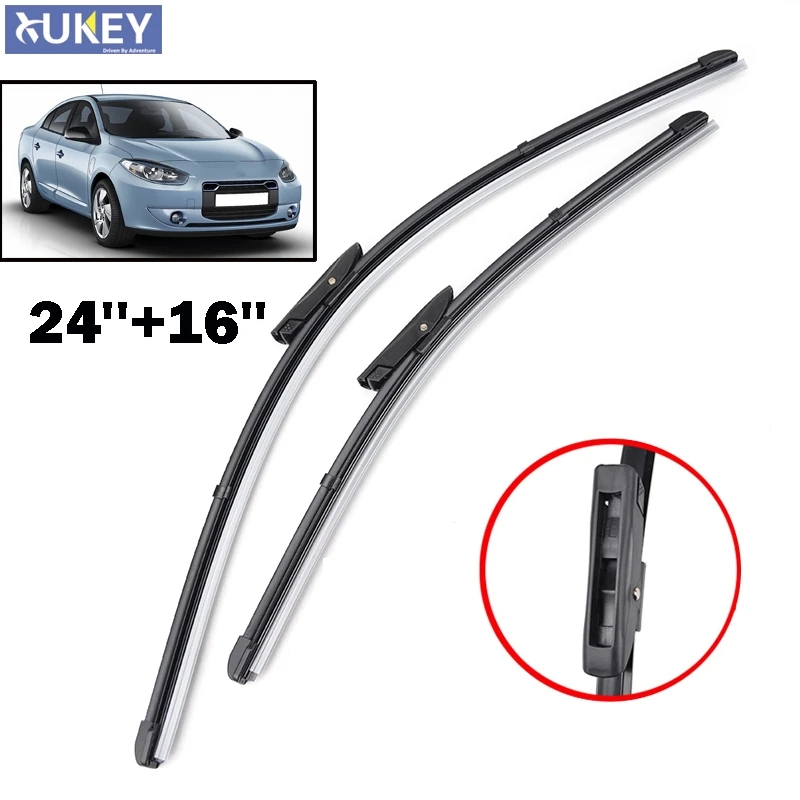 Xukey limpiaparabrisas para Renault Fluence 24 "16" ajuste brazos de bayoneta 2011 2012 2013 2014 2015 2016 2017 ventana delantera del parabrisas