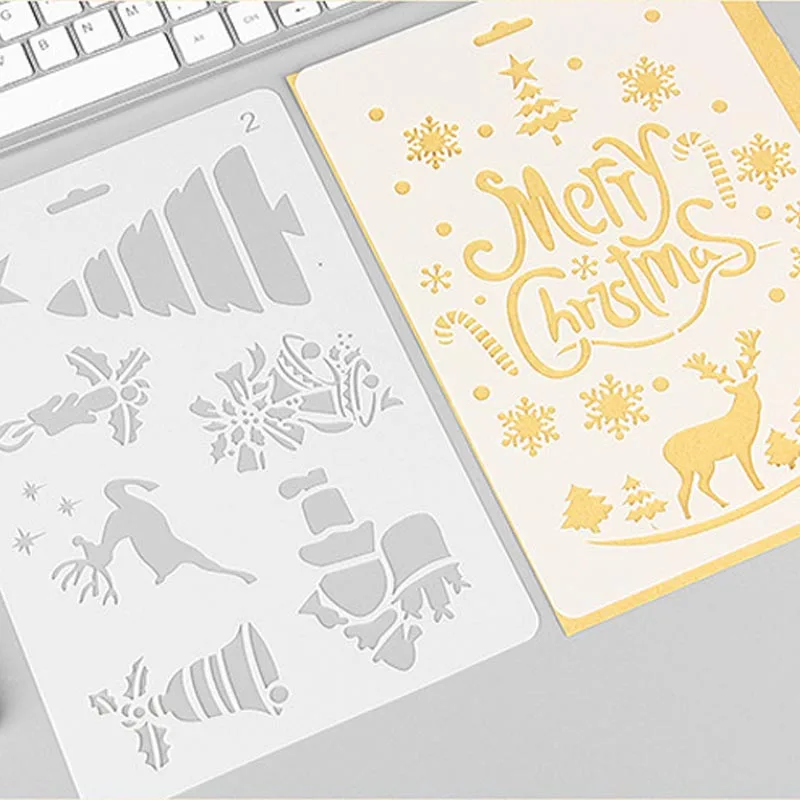 Creative Christmas Painting Openwork Template Diy Photo Album Openwork Lace Ruler Stationery Diary Template Ruler Painting