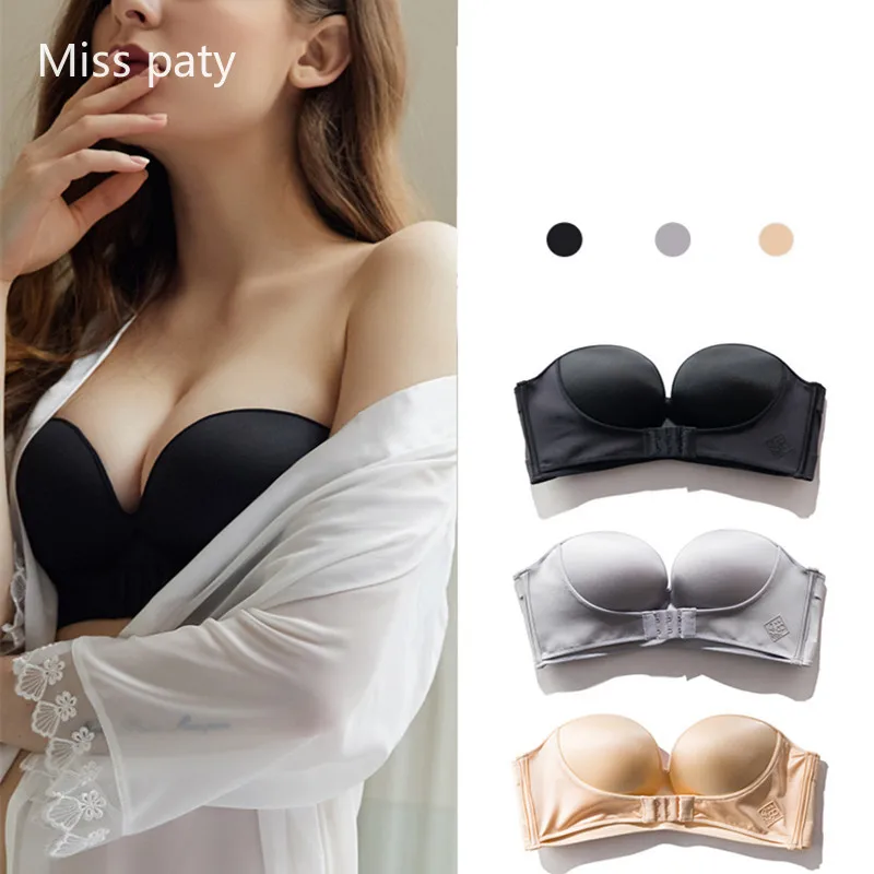 

Seamless push up bra strapless invisible wireless wedding bras for women brassiere underwear with silicone on the back