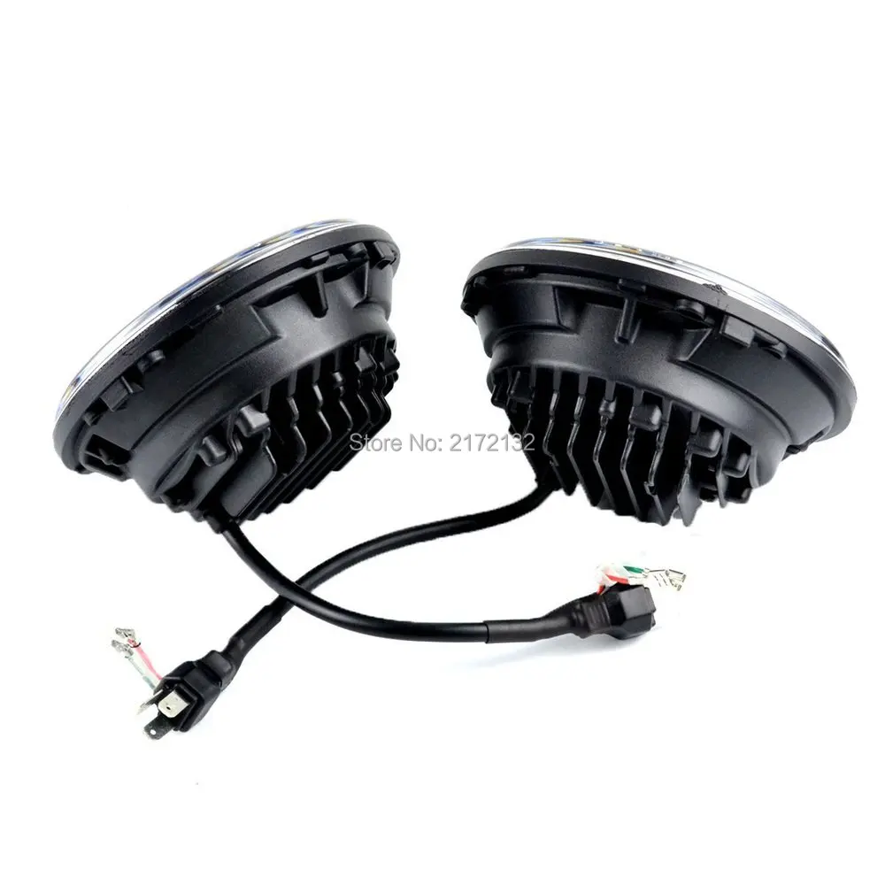 1pair 7inch hi/lo Led headlight with daytime running angel eye light canbus anti flicker