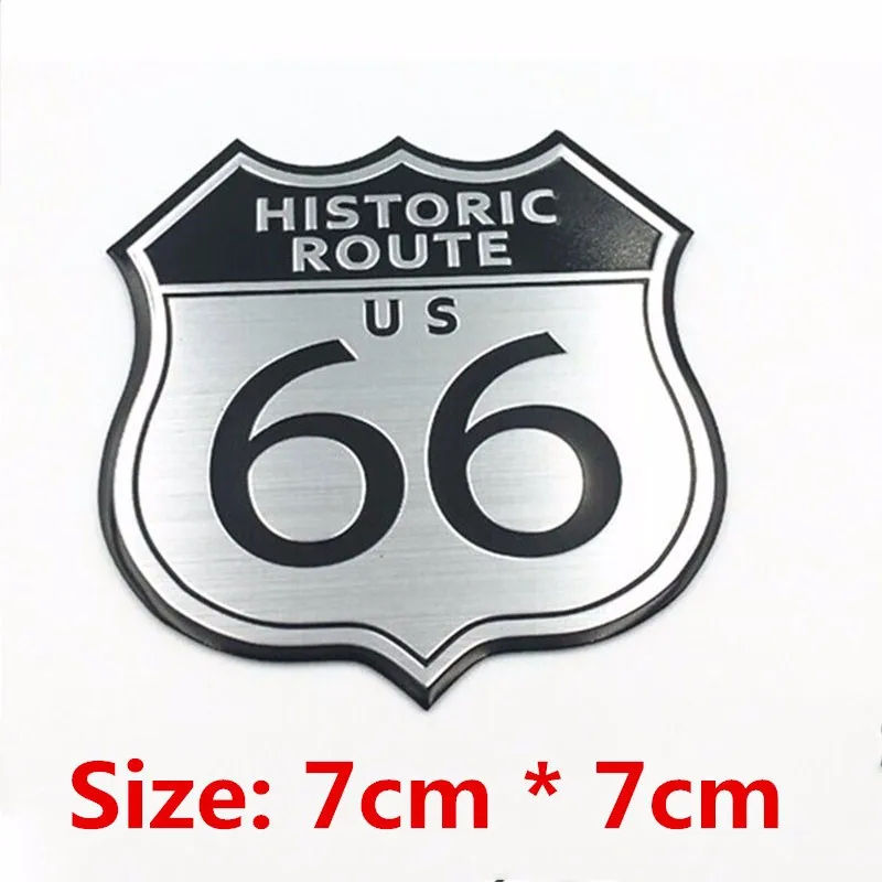 Car Emblem Badge Sticker Motorcycle Bike Helmet Decal Metal Route 66 For Cadillac XT4 XT5 US SRX Ford Buick Jeep GMC