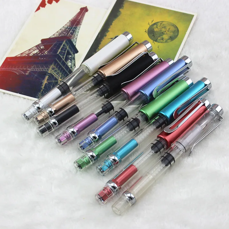 

luxury 3008 0.5mm Transparent Fountain Pen 9 Color Pick Fountain Pens Writing Portable Caneta Office School Supplies