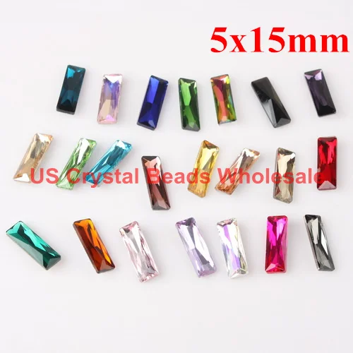 

Free shipping! 100pcs/lot 5x15mm AAA top quality square fancy stone glass crystal fancy stone multi mixed color F13122