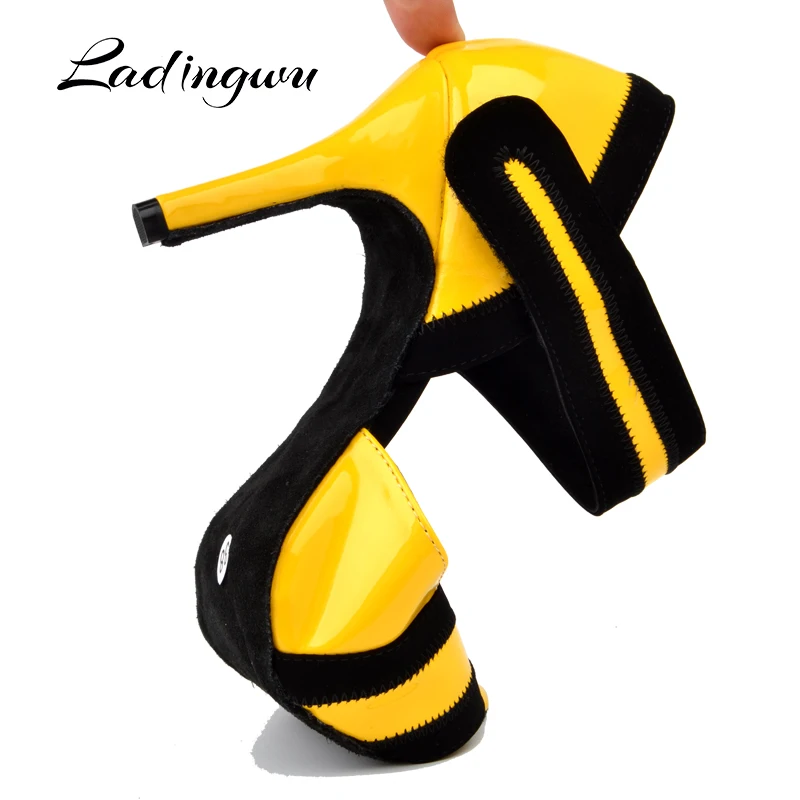 Ladingwu Yellow Shoes Dance Latin Women Tango Waltz Dance Shoes PU Ballroom Dancing Shoes Woman zapatos de baile latino mujer