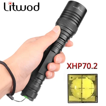 Litwod-Z20V53 CREE XHP70.2 호송 렌즈 32w 칩 램프 18650 3200lm, 강력한 전술 LED 손전등 토치 줌 라이트