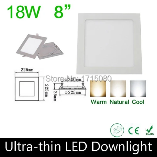 10 pcs/lot Ultra thin design 18W LED panel light square LED Recessed ceiling light natural white flat lighting lamp Via DHL