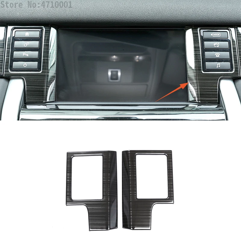 2pcs Stainless Steel Black Brushed Center Central Mode Button Frame Cover Trim For Land Rover Discovery Sport 2015-2018