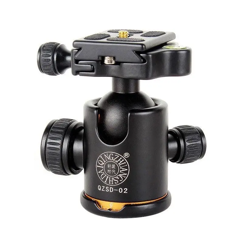 New QZSD-02 Aluminum Tripod Ball Head Ballhead + Quick Release Plate for Pro Camera Tripod, Max load to 15kg