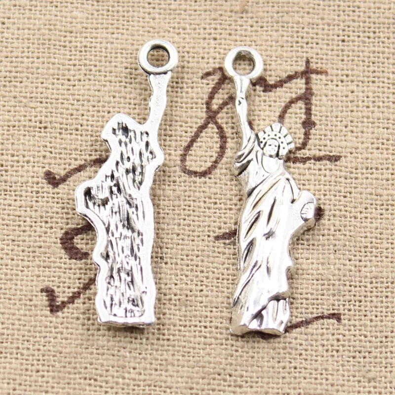 20pcs Charms Statue Of Liberty New York 34x10mm Antique Silver Color Pendants Making DIY Handmade Tibetan Silver Color Jewelry