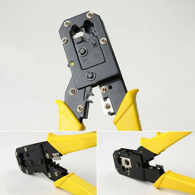 6P 8P Portable Ethernet Network Wire Cable Crimpers Crimping Pliers Hand Tool Practical Cutting Stripper Yellow