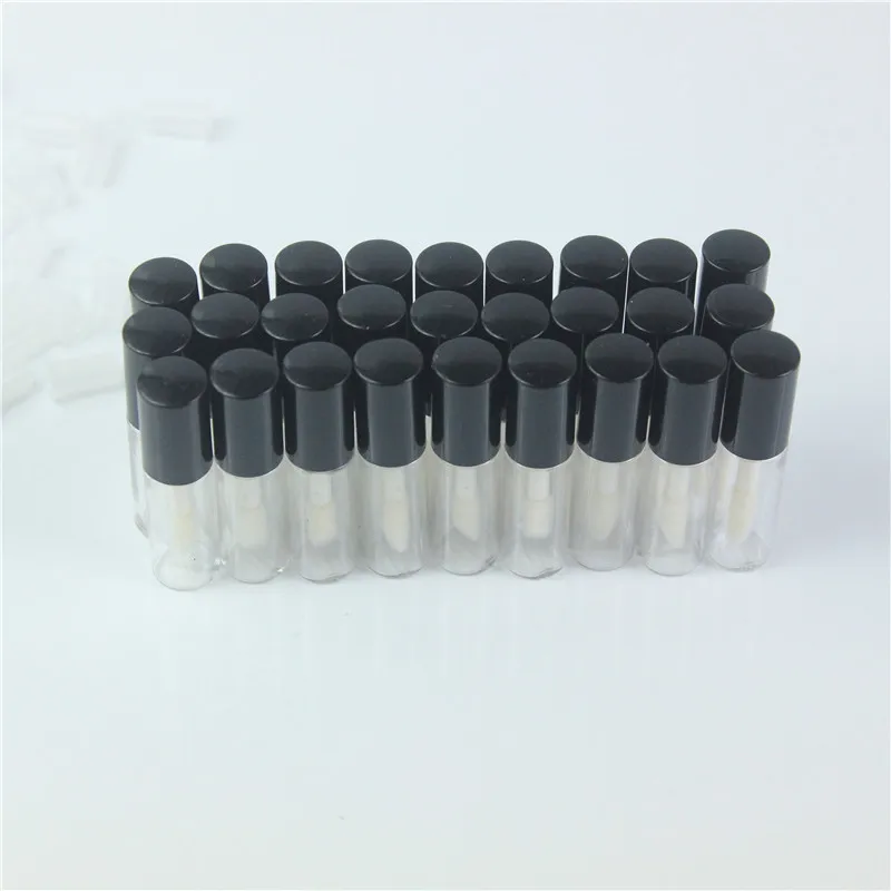 20/68/136pcs/lot 1.2ml Empty Clear Lip Gloss Tube With Blck Lid Lips Balm Brush Container Beauty Tool