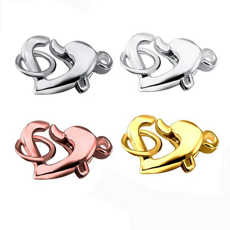 Solid 925 Silver Heart Clasps with Circle Connectors Spring Buckle Fittings For Bracelet Necklace Jewelry Accessory 10pcs/lot