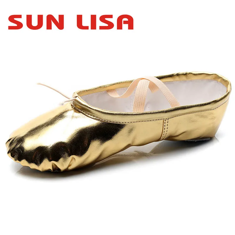 SUN LISA-zapatos de Ballet suaves profesionales para mujer y niño, zapatillas de baile con suela de cuero dividida, zapatos planos de Yoga