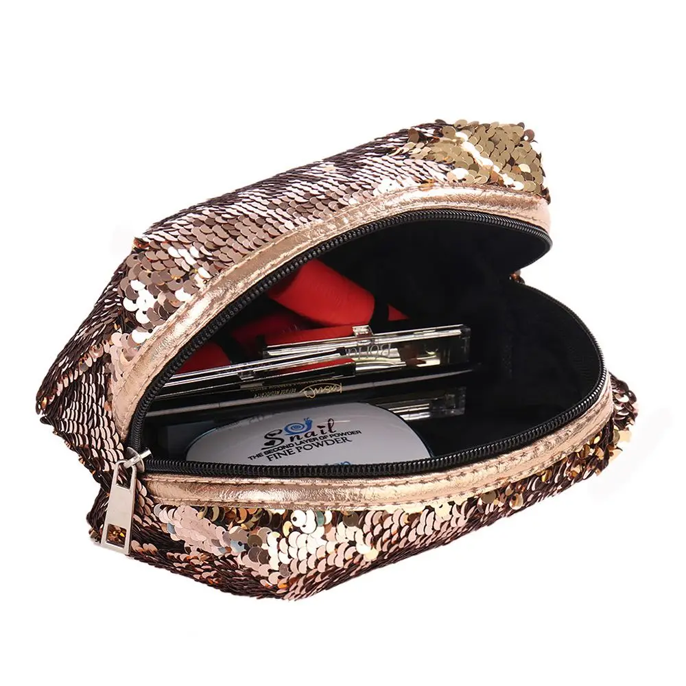 New Sequin Cosmetic Bag Color Reversible Sequin Make Up Pencil Bags Women Girls Cosmetic Case Gift