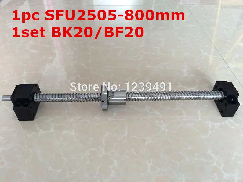 

SFU2505 - 800mm ballscrew with end machined + BK20/BF20 Support CNC parts