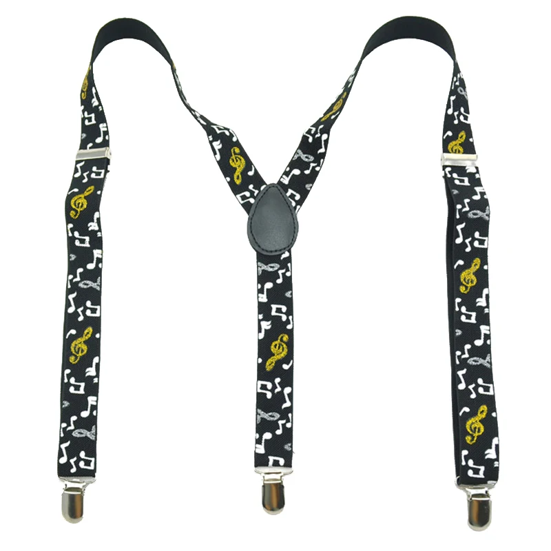 ผู้หญิงใหม่ผู้ชายเสื้อ Suspenders สำหรับกางเกงกางเกง2.5ซม.กว้าง Novelty Music Mix Unisex Clip-On Braces elastic Slim