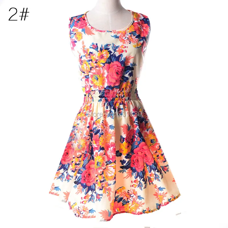 Print Women Summer style Dress maxi Chiffon Sleeveless Clothes Casual Tank dresses