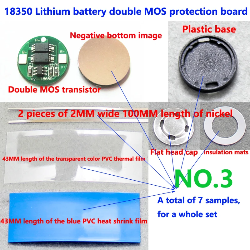 10 Bộ/lô 18350 Pin Lithium 4.2V Dual MOS Ban Bảo Vệ Liên Tục Làm Việc Hiện Tại 4A 1 Dây 18350 Ban Bảo Vệ