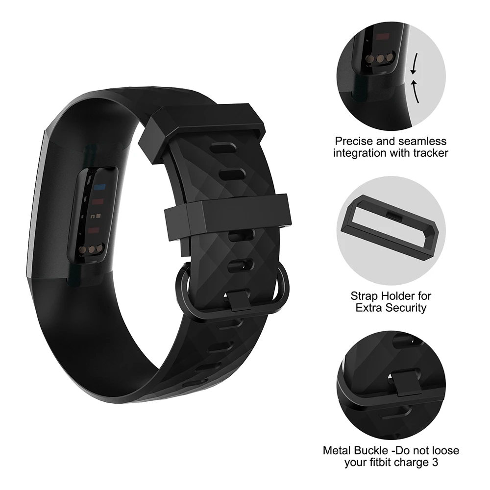 Honecumi per Fitbit Charge 3 cinturino morbido TPU cinturino per orologio da polso per Fitbit Charge 3 accessori di ricambio per cinturino SmallLarge Correa