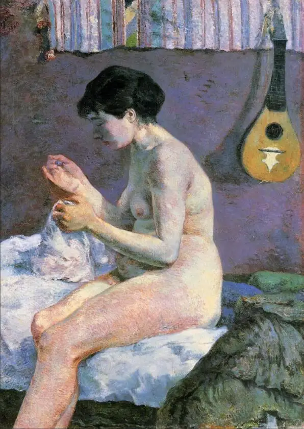 

High quality Oil painting Canvas Reproductions Suzanne Sewing - Study of a Nude (1880) by Paul Gauguin hand painted