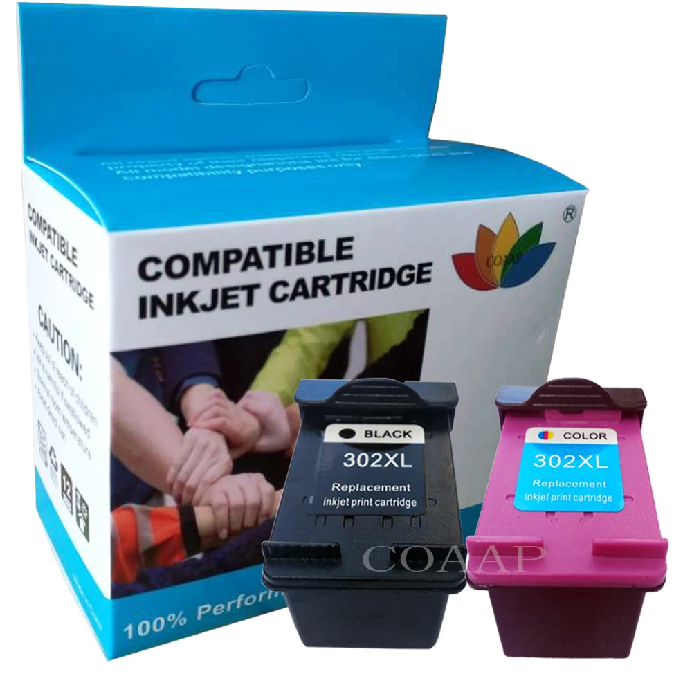 2 Compatible hp 302 Refilled ink cartridge for OfficeJet 3830 3831 3832 3833 3834 3835 4650 4654 Set