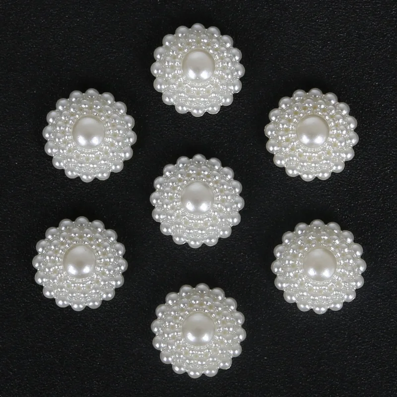 Hot Selling Flat Back Cabochon Imitation Plastic ABS Pearl Sun Flower Beads for DIY Fashion Jewelry Beads Craft Phone Decoration