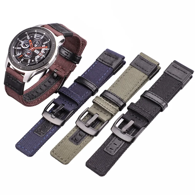 Nylon Watchband Men Sport Strap 20mm 22mm 24mm Black Green Coffee Watch Band Belt Stainless Steel Buckle Clasp Accessories