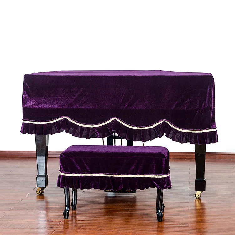 1SET New High Grade Gold Velvet Grand Piano Cover with Stool Cover for Pleuche Musical Piano Dust-proof Cover KQ 002