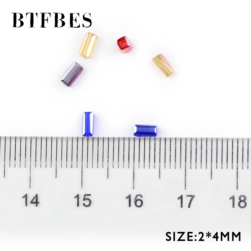 BTFBES Austrian Rectangle Crystal Beads 2*4mm 99pcs Square Glass Loose Bead for Jewelry Bracelet Necklace Making DIY Accessories