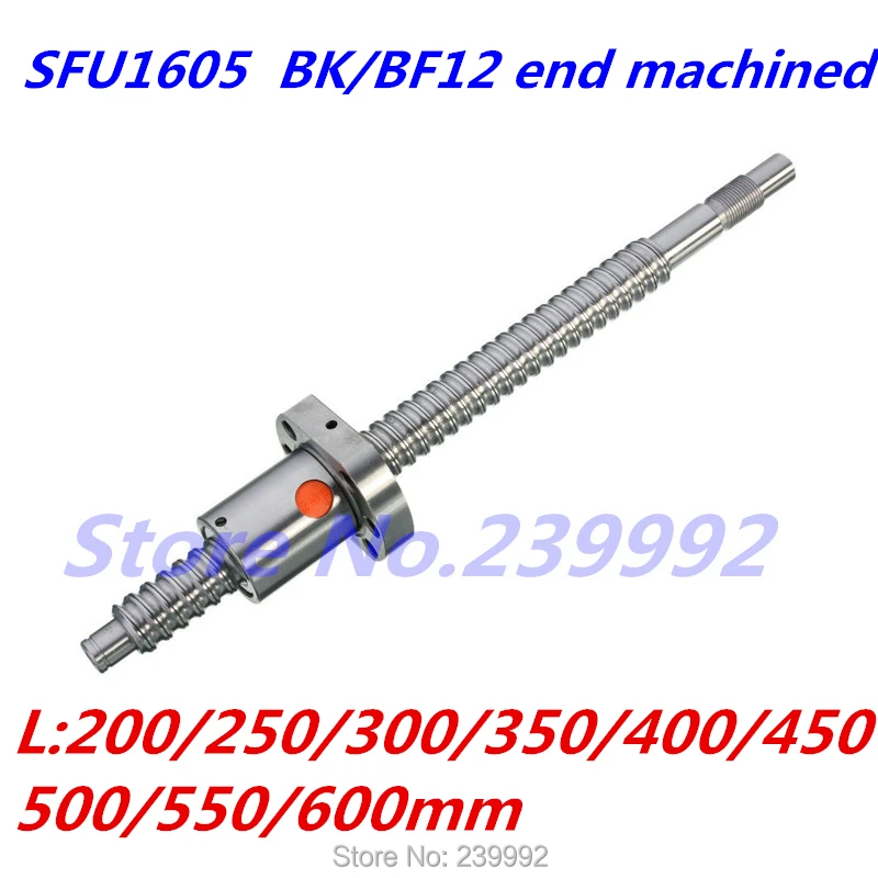 

SFU1605 200 250 300 350 400 450 500 550 600 700 800 mm C7 ball screw with single ball nut BK/BF12 end machined