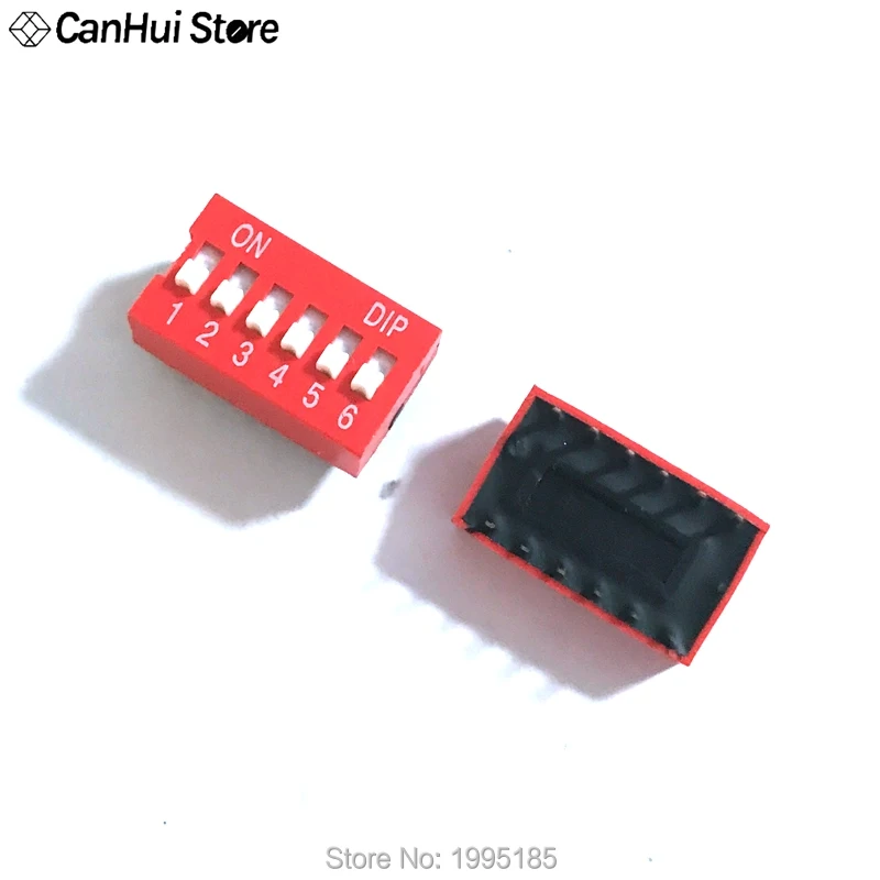 10pcs Slide Type Switch Module 1 2 3 4 5 6 7 8 PIN 2.54mm Position Way DIP Red Pitch Toggle Switch Red Snap Switch Dial Switch