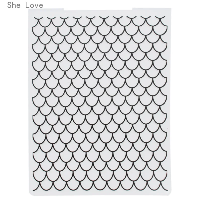 Chzimade Fish Scales Plastic Template Embossing Folder For Scrapbooking Photo Album Paper Card Craft Card Making Decoration