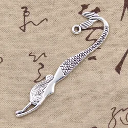 3pcs Charms Double Sided Mermaid Bookmarks 82x27mm Antique Making Pendant fit,Vintage Tibetan Silver color,DIY Handmade Jewelry