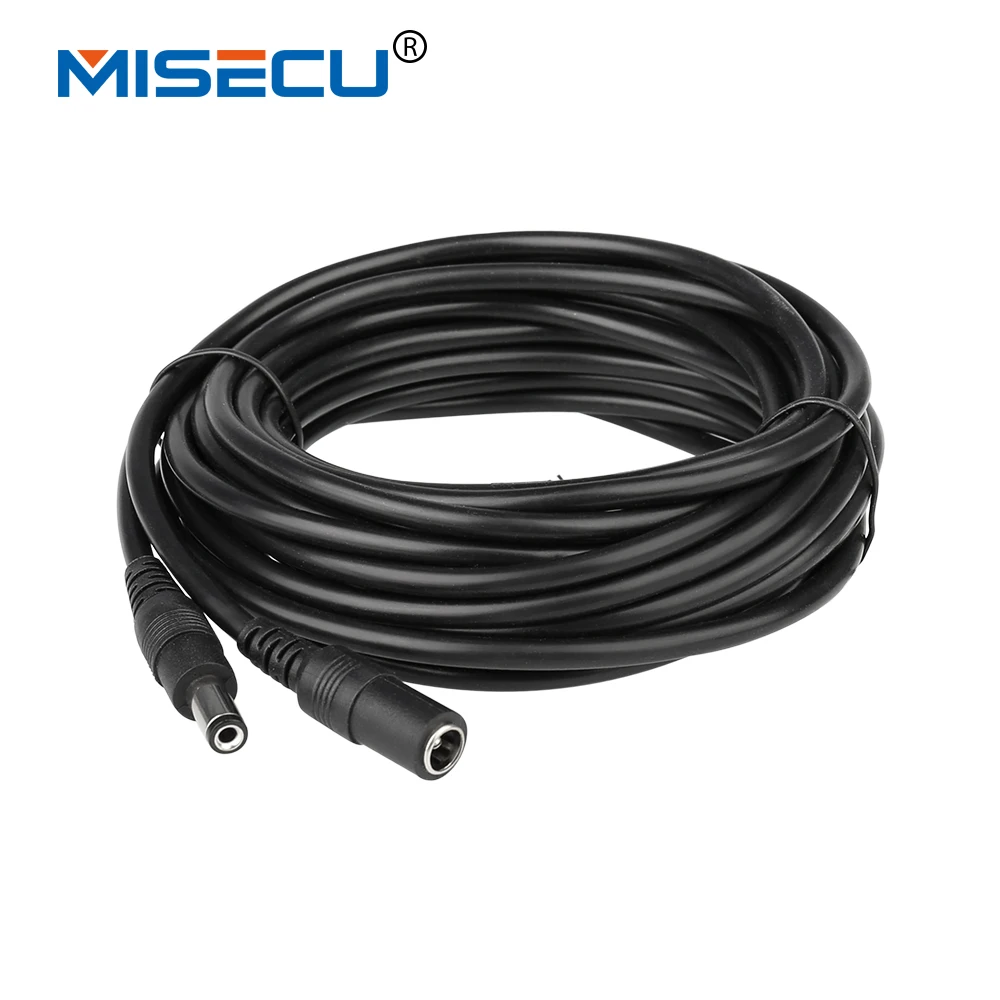 Misecu DC Power Kabel Ekstensi Jack Socket untuk 5.5 Mm X 2.1 Mm MALE PLUG UNTUK Kamera Keamanan CCTV Hitam 16.5 Kaki 5M 10 M Kabel Listrik