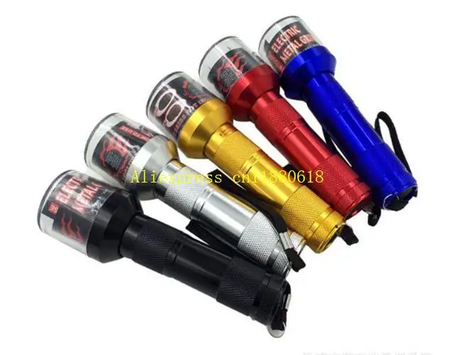 24pcs/lot Fast Shipping Aluminum Electric Tobacco Grinder Crusher Chopper Spice Smoke Grinding Chopper Flashlight shape