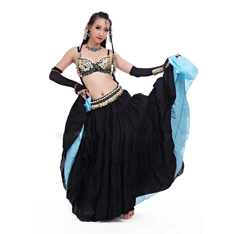 ATS 2019 Tribal Belly Dance Clothes for Women 4 Pieces Outfit Set Antique Bronze Beads Bra Belt Skirts Gypsy Dance Costumes