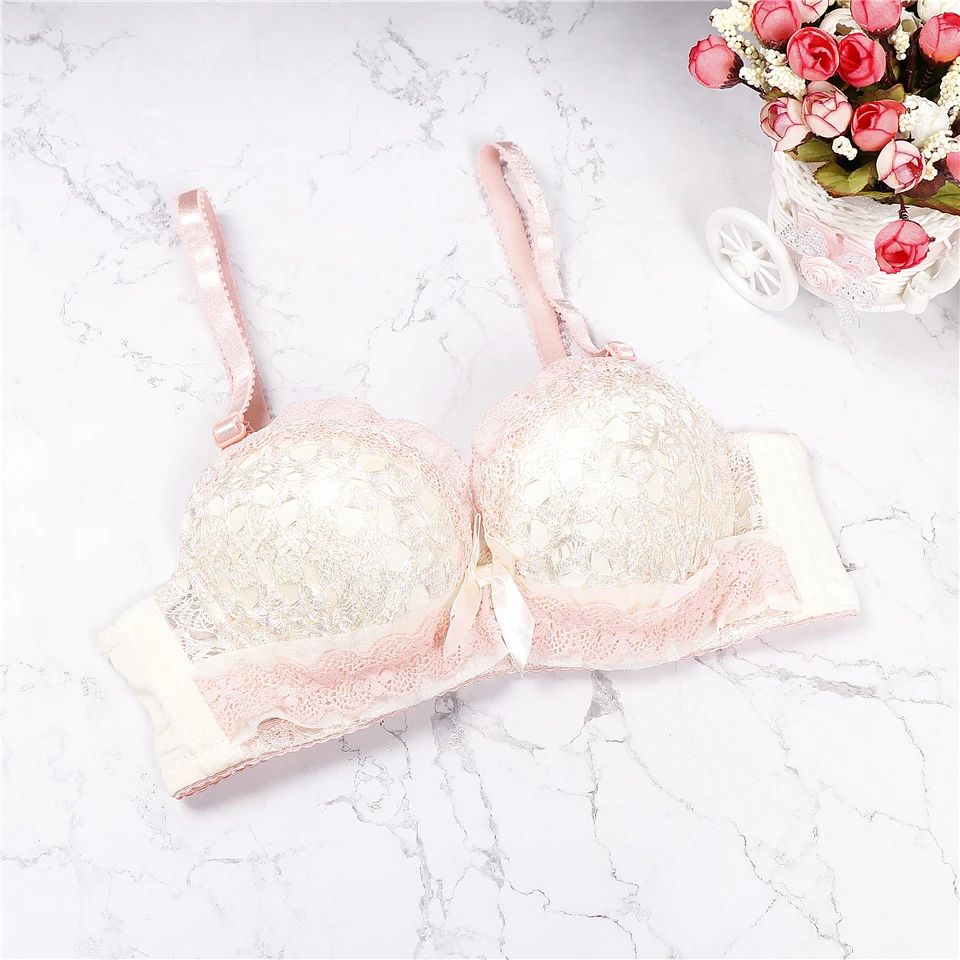 New bra woman underwear push up bra lingerie unlined lace bra women sexy female back closure lolita brassiere 3/4 cup bra