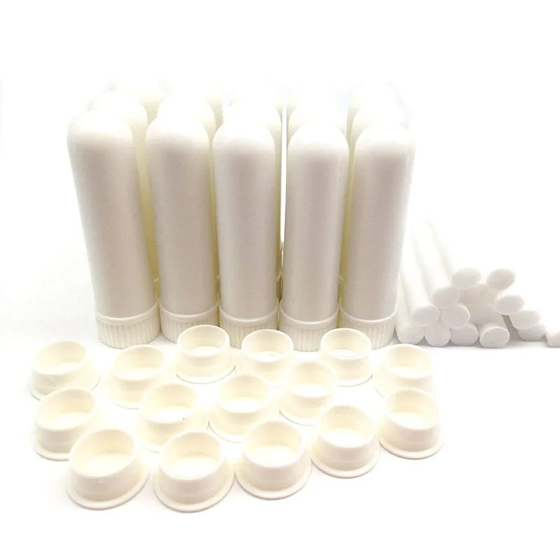 200Pcs Essential Oil Aromatherapy Blank Nasal Inhaler Tubes With Cotton Core White