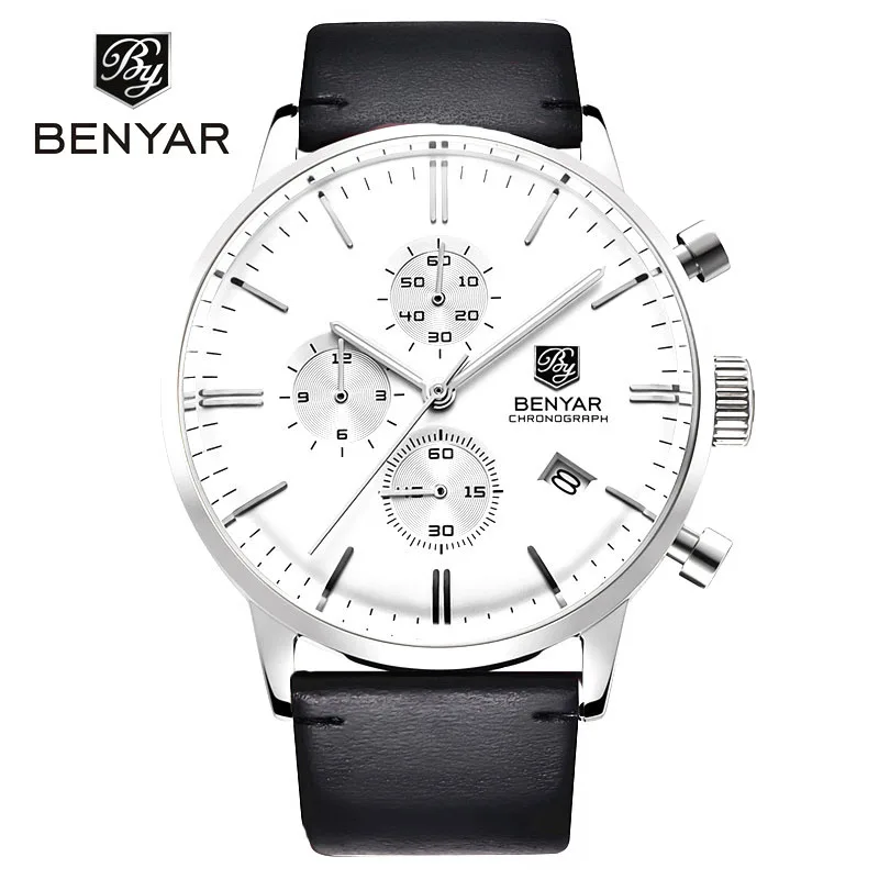 BENYAR 2022 Luxury Men Watch Waterproof Genuine Leather Fashion Casual Quartz Wristwatch Man\'s Business Watches Male Sport Clock