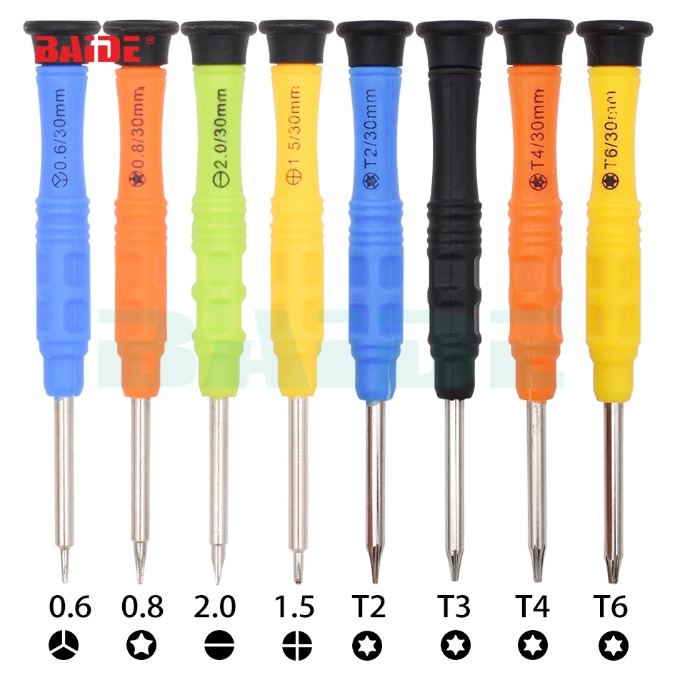 

0.6Y 0.8 1.2 Pentalobe T2 T3 T4 T6 Slotted Phillips Colorful Mini Screwdriver for iPhone Samsung Phone Tablet Repair 1000pcs/lot