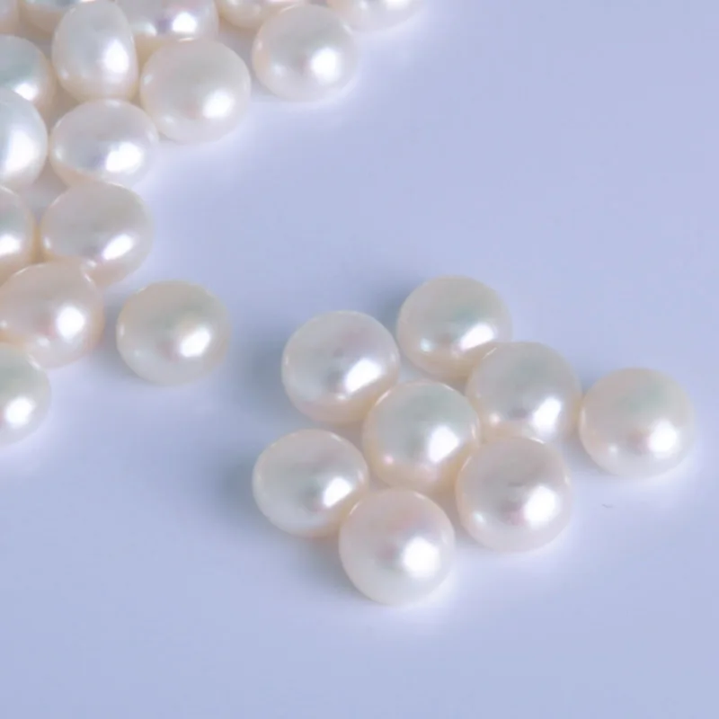 10PCs/Bag No Hole Cultured Freshwater Pearl Beads for making diy Jewelry Button natural half-drilled white 7.5-8mm Hole 0.8mm