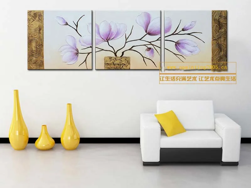 High Quality 100% Hand Painting Decorative Thick Oil Knife Flowers Wall Art on Canvas Home Decoration 3 Piece Paintings Craft