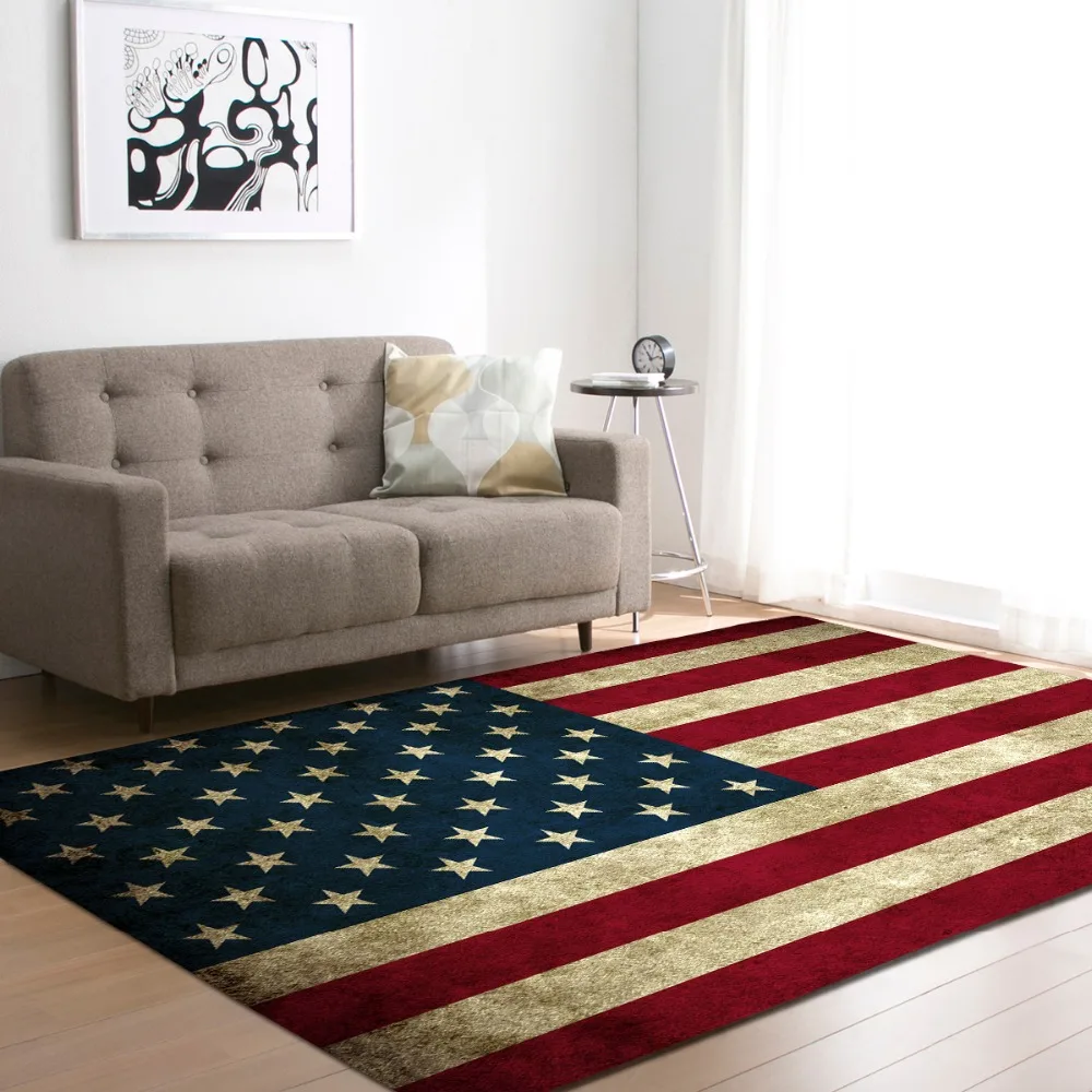 American Flag Living Room Carpet Russia UK Country Flag Bedroom Area Rug Kitchen Rug Coffee Table Floor Mat Anti Slip Home Decor