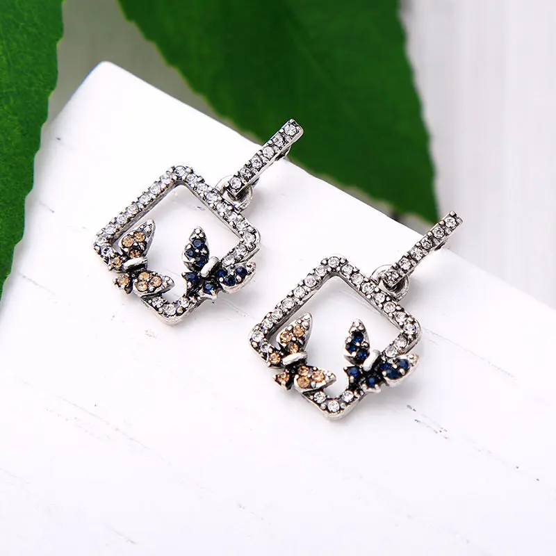 Fashion Crystal Opal Stone  Earrings Rhinestone Inlaid Geometric Gold Color Metal Earrings Women Wedding Jewelry 2018