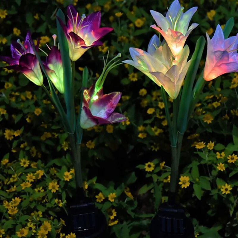 Color-Changing LED Garden Solar Light Outdoor Waterproof flower Solar LED for Garden Decoration Path Lawn Lamp Led Solar Lamp