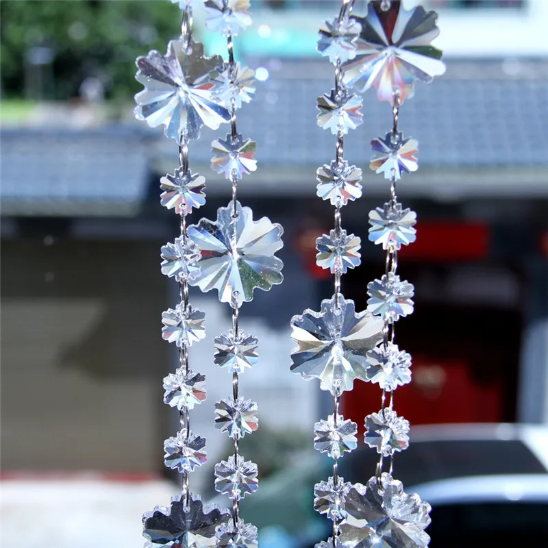 

5 Meters/Lot Crystal Snowflake Beads Chains For Home DIY Garland Glass Hanging For Wedding Window Curtain Marrige Decoration