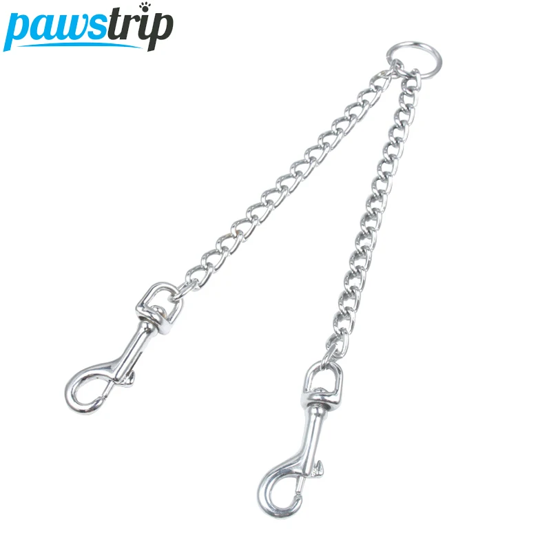 pawstrip 4 Size Double Dog Leash Strong Iron Chain Dog Leash Running Walking Pet Leash Lead For 2 Dogs