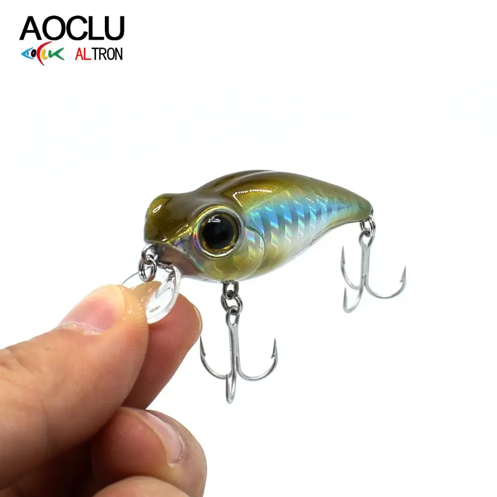 AOCLU-Floating Minnow Bait Crank, Moving Balls Rattle, Golden Fish Head, Bass Inshore VMC Hook, Deep Diving, 1.2m, 50mm, 5.7g