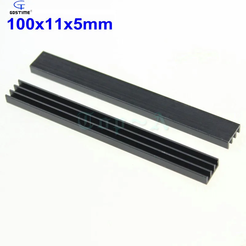 

Gdstime 2pcs 100x11x5mm Aluminum Heatsink DIY Radiator 100mm 11mm For Power LED Heat Sink Black